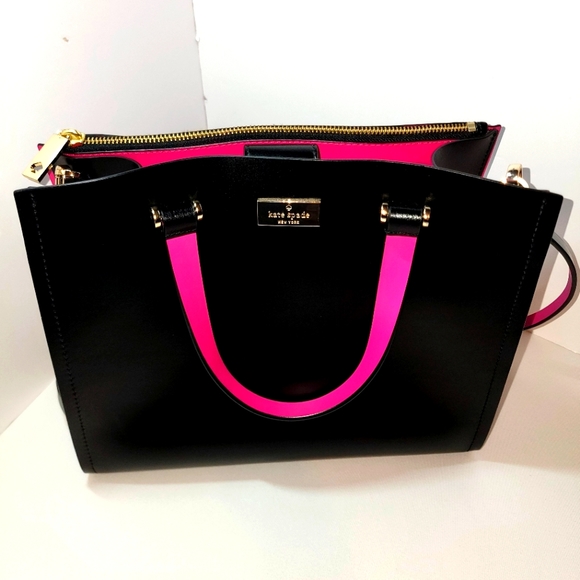 kate spade Handbags - Like New Kate Spade Arbour Hill Tote Shoulder Bag - Black / Hot Pink